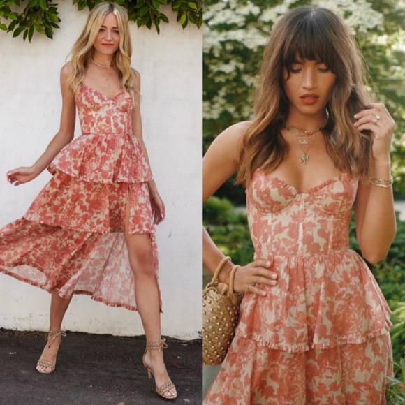 V. CHAPMAN Margherita Midi Dress in Apple Blossom Sz 2 - Picture 8 of 9